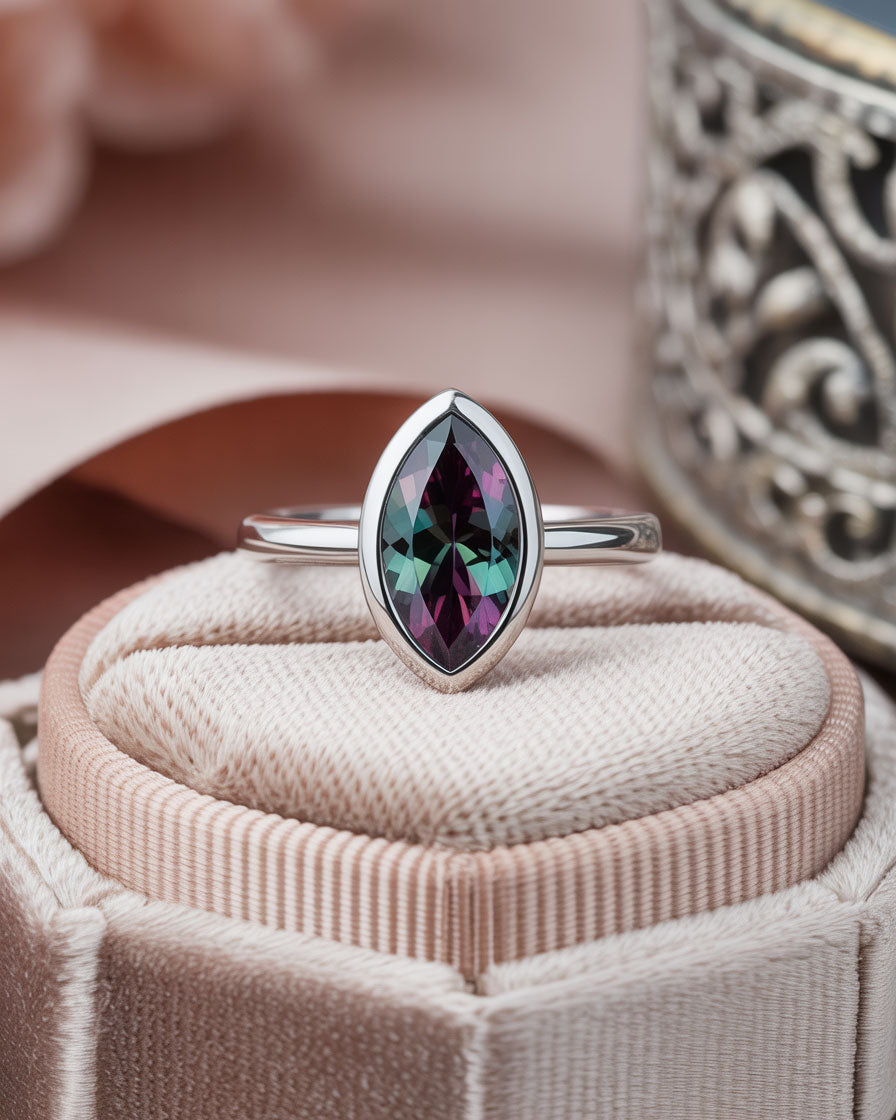 Marquise Cut Lab Created Alexandrite Gemstone