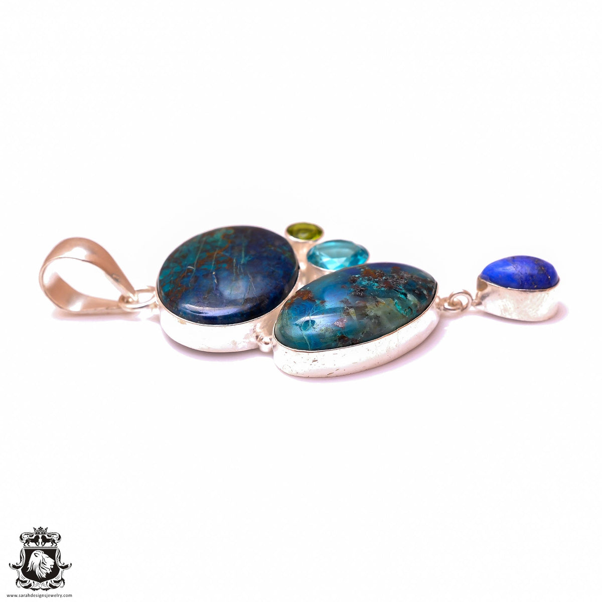 Azurite Malachite Shattuckite Pendant & 3MM Italian Chain P9881