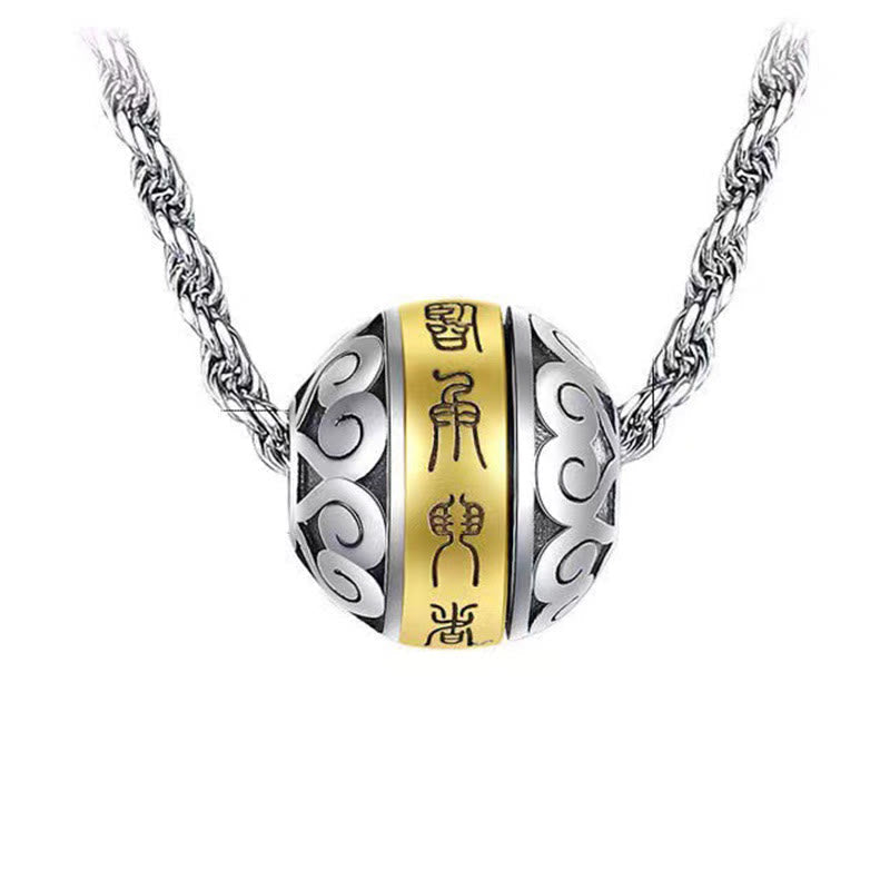 Fortune Jewel Taoist Nine-Character Mantra Engraved Amulet Balance Necklace Rotatable Pendant