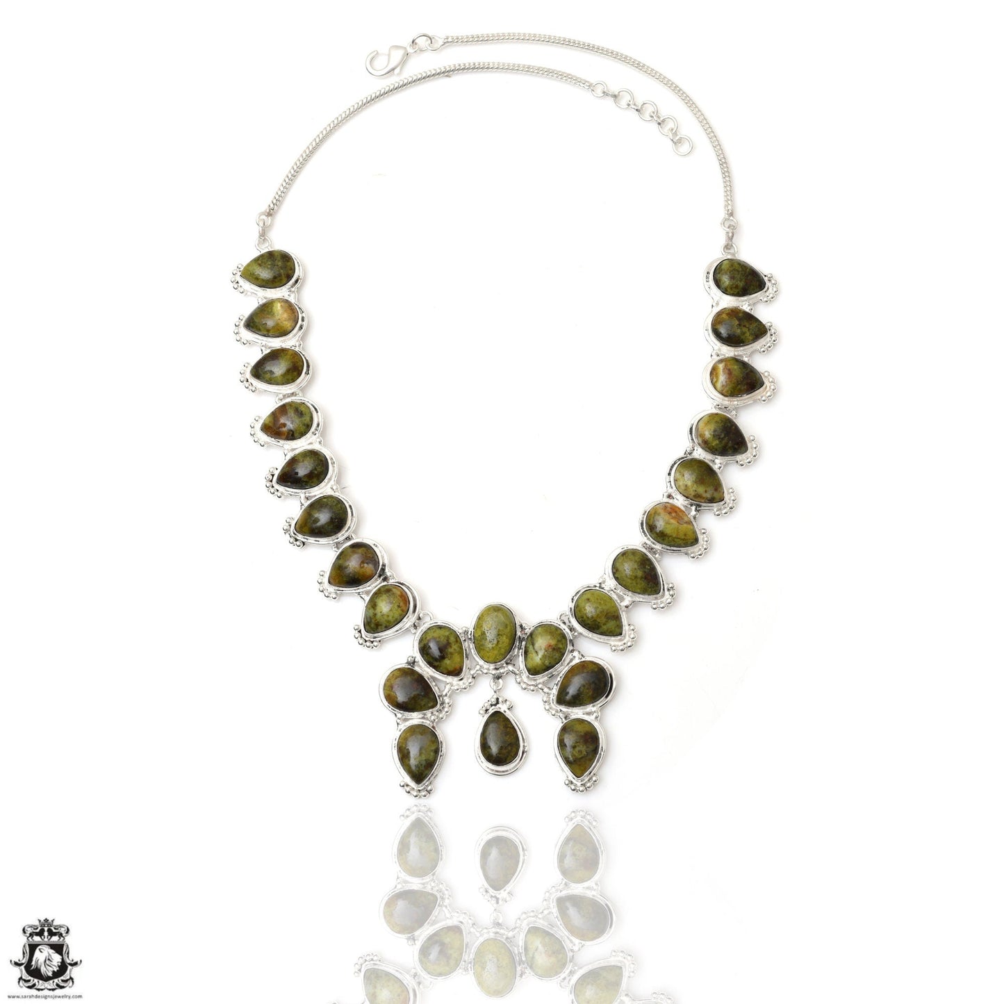 Polish Gaspéite Squash Blossom Statement Necklace BN74