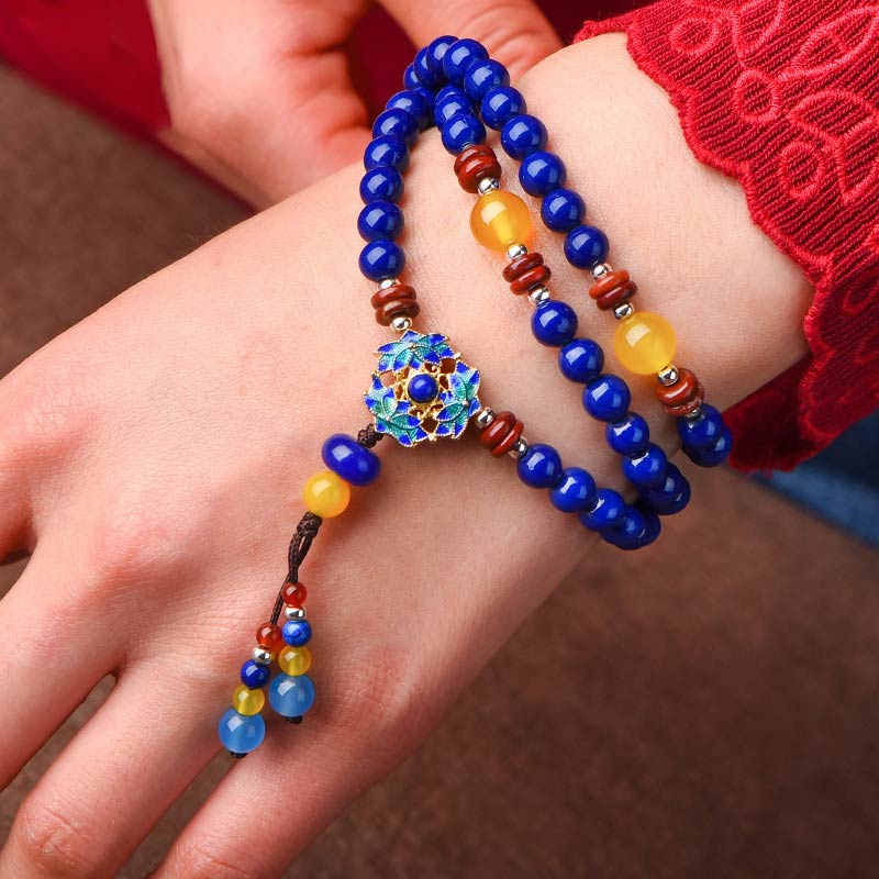 Fortune Jewel Lazurite Yellow Agate Positive Bracelet