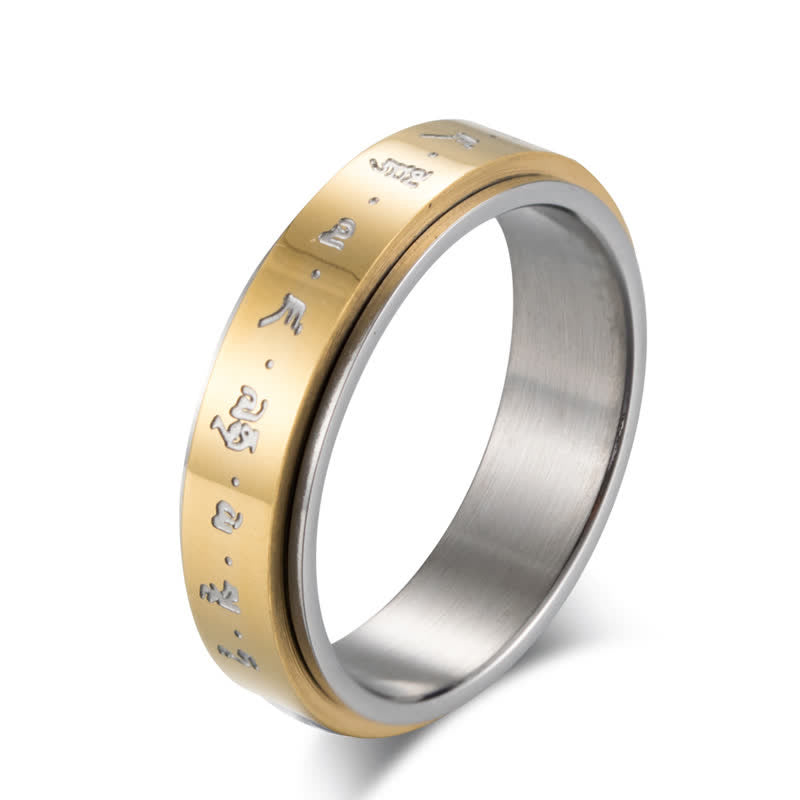 Fortune Jewel Mantra Titanium Steel Balance Rotatable Ring
