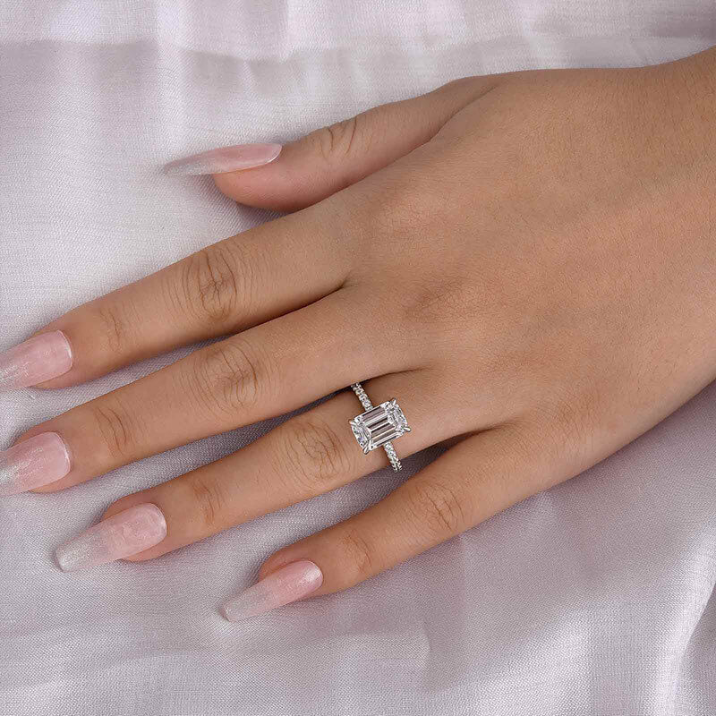 Emerald Cut Engagement Ring In 925 Sterling Silver