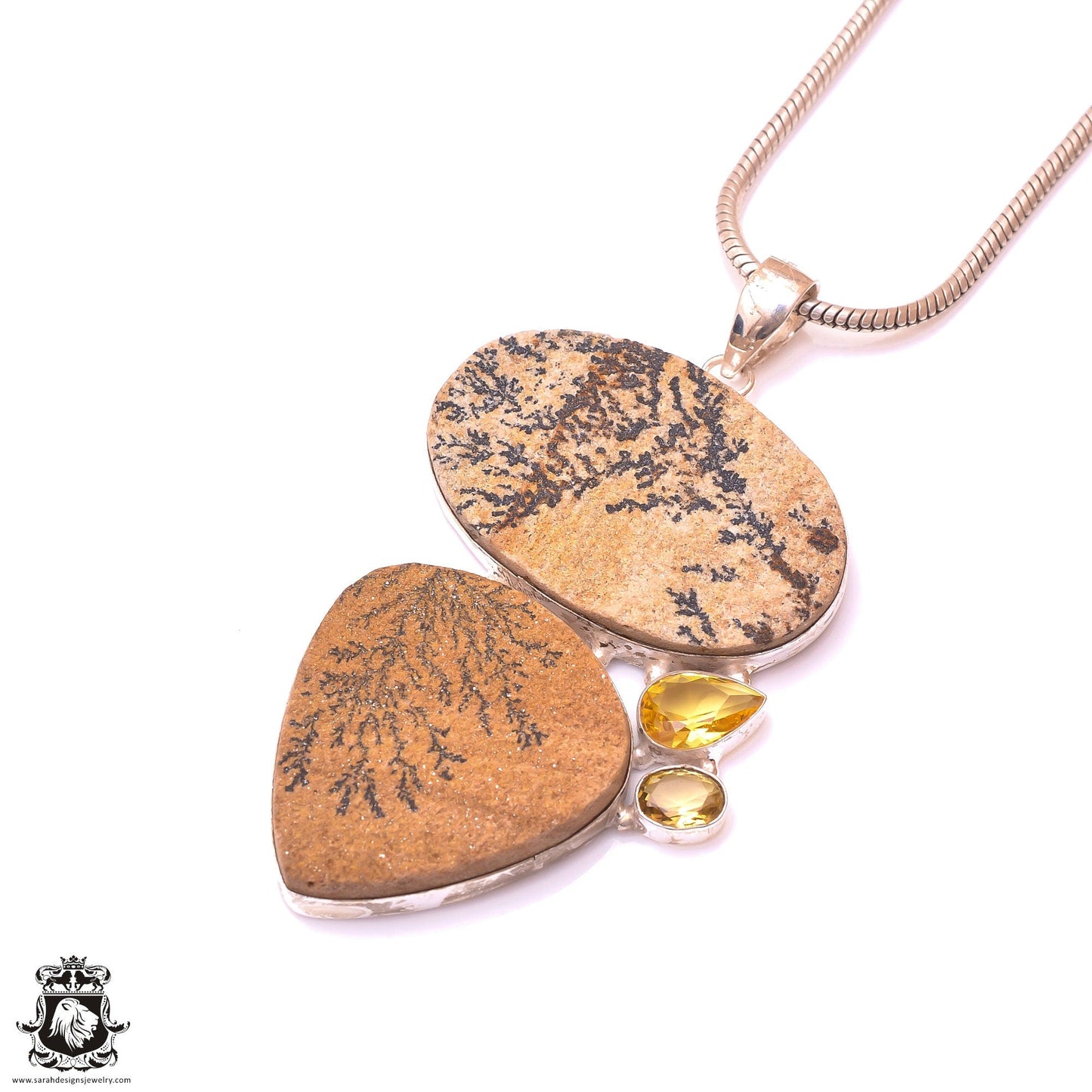 Psilomelane Dendrite Fern Fossil Pendant & 3MM Italian Chain P9870