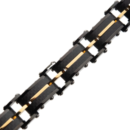 18K Gold & Black Plated Stainless Steel Bracelet