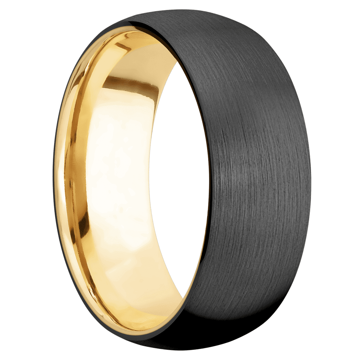 Zirconium + Satin Finish + 10K Yellow Gold