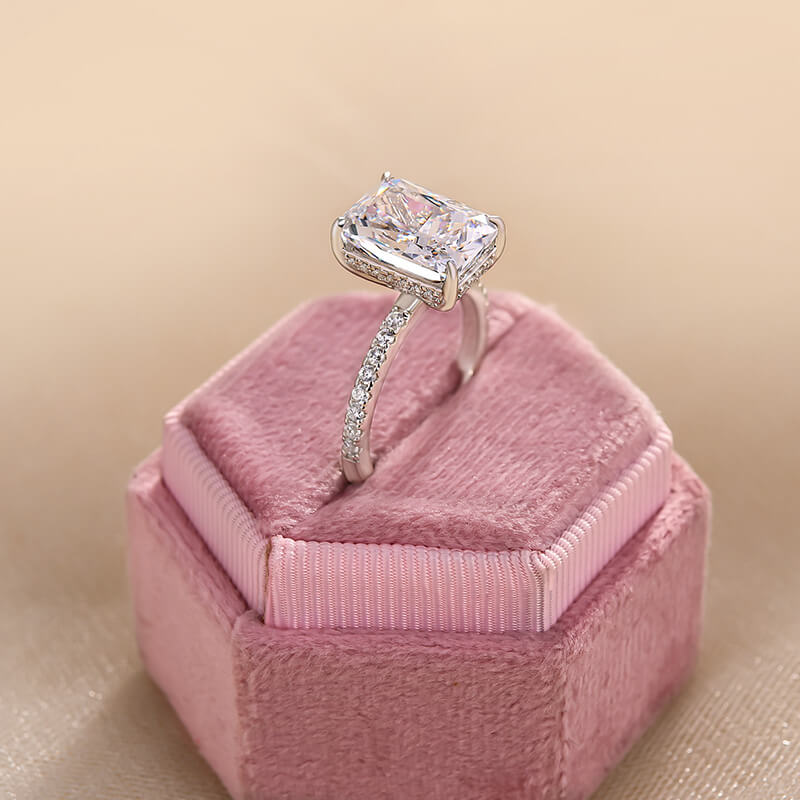 Radiant Cut White Stone White Gold Solitaire Ring
