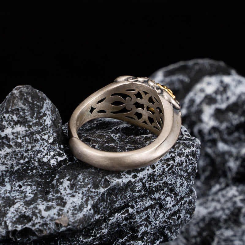 Fortune Jewel 925 Sterling Silver Tibetan Skull Protection Adjustable Ring
