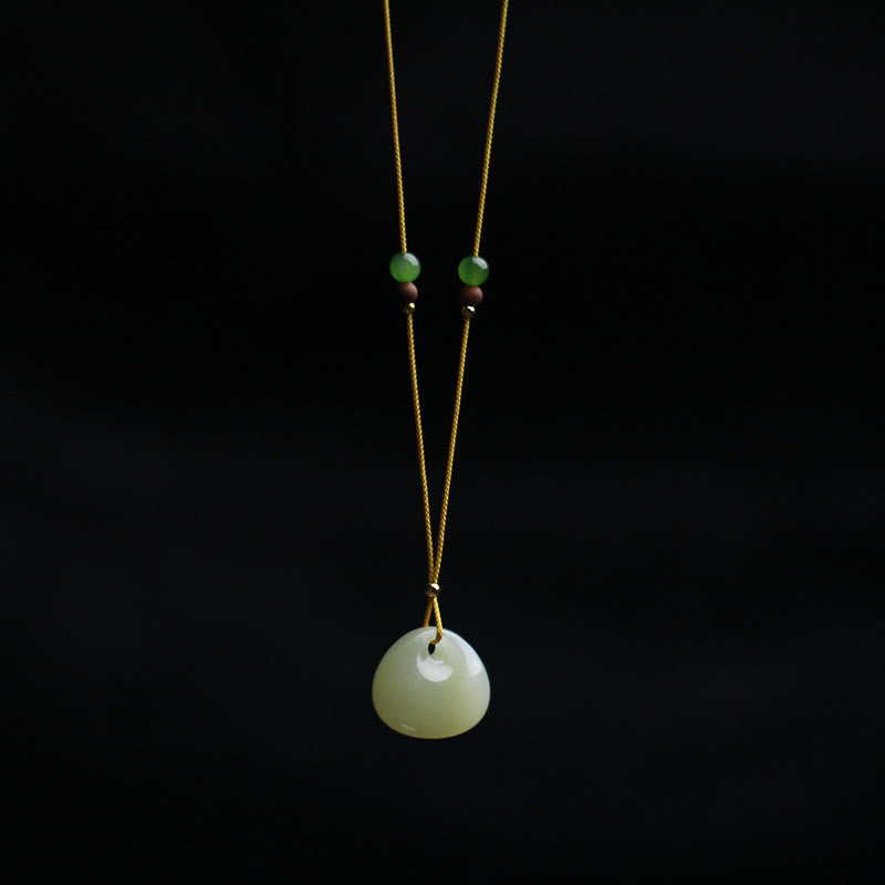 Fortune Jewel Natural Hetian Jade Small Bag Pattern Prosperity String Necklace Pendant