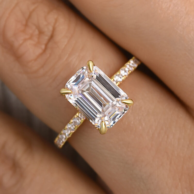Emerald Cut Engagement Ring In 925 Sterling Silver
