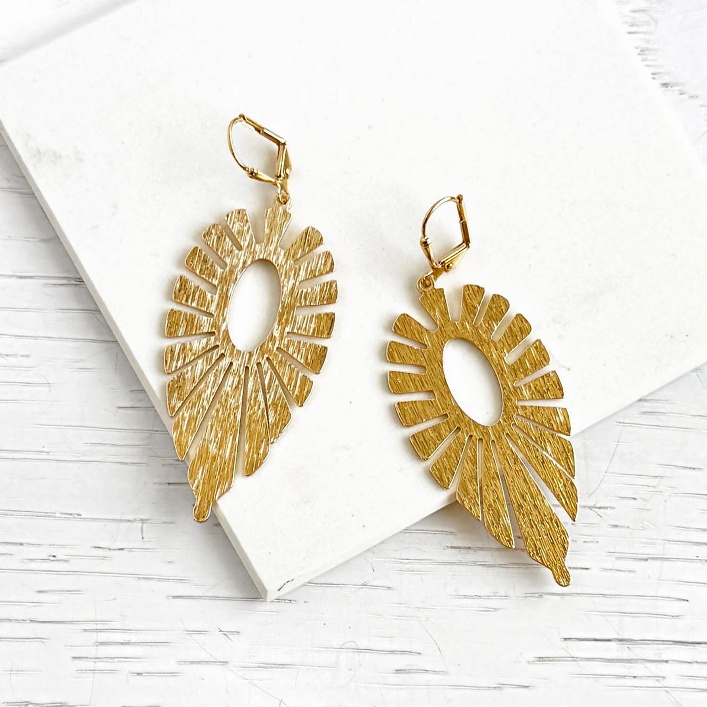Starburst Dangle Earrings in Brushed Brass Gold