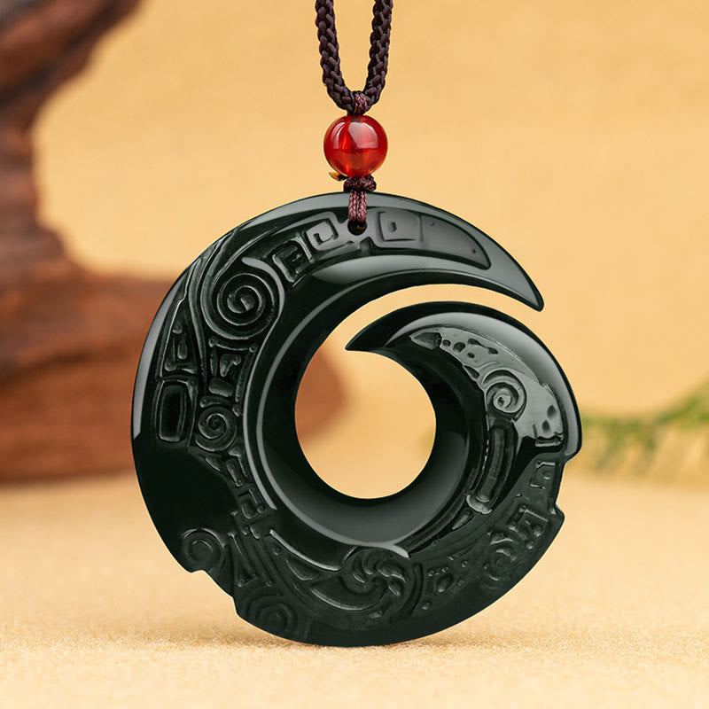 Fortune Jewel One's Luck Improves Design Patern Natural Hetian Cyan Jade Success Necklace Pendant