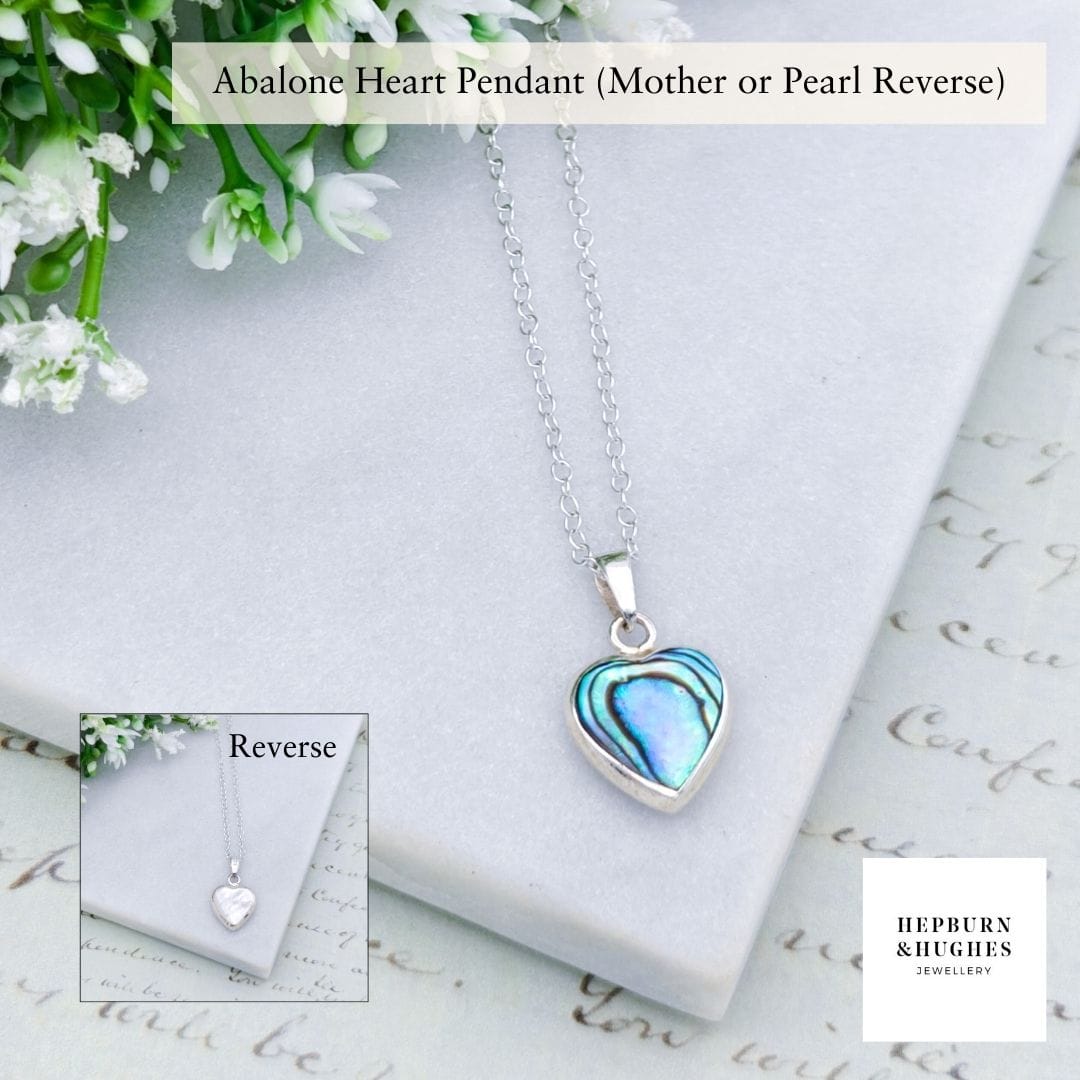 Abalone Heart Pendant | Mother of Pearl on Reverse | Shell Gift | Sterling Silver