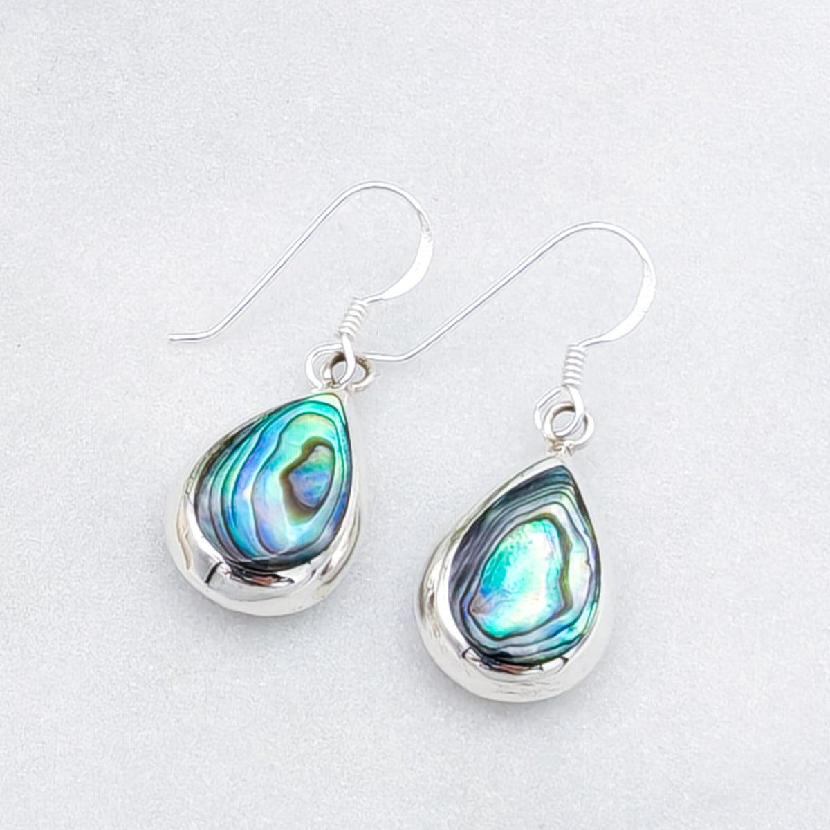 Abalone Teardrop Earrings | Mother of Pearl on reverse | Seashell Gift | Sterling Silver