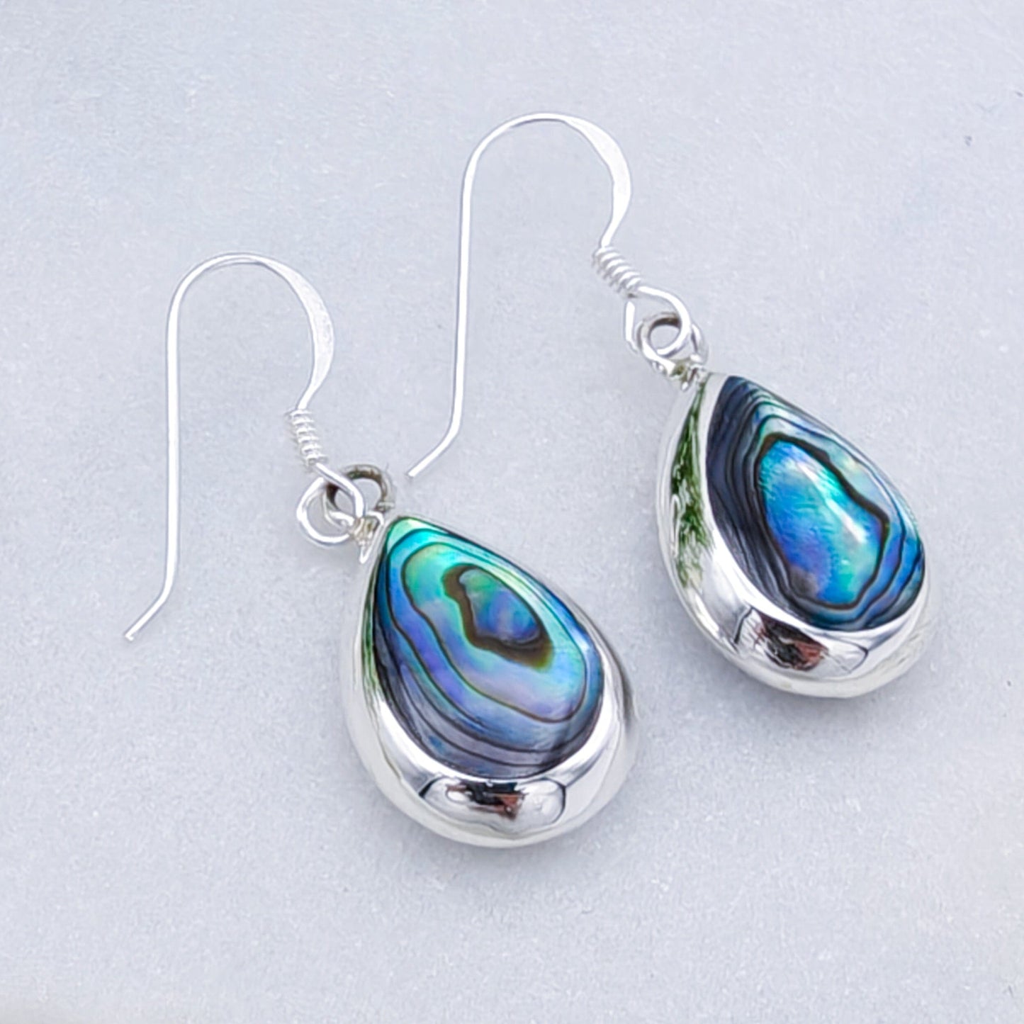 Abalone Teardrop Earrings | Mother of Pearl on reverse | Seashell Gift | Sterling Silver