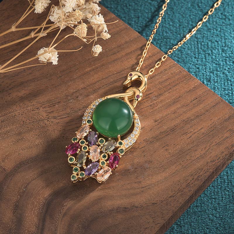 Fortune Jewel Cyan Jade Success Necklace Chain Pendant
