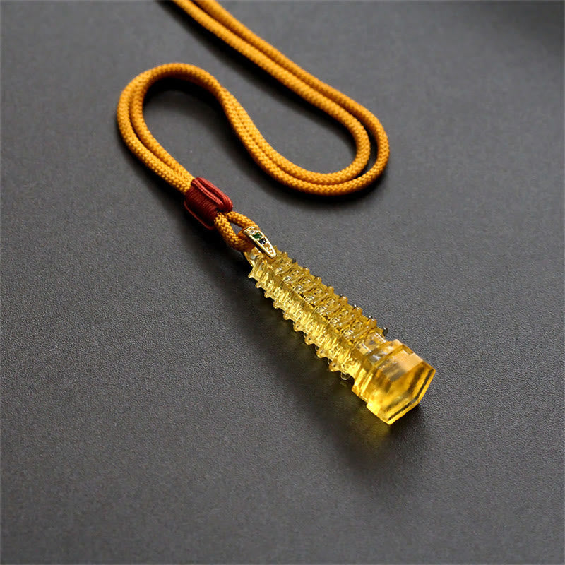 Fortune Jewel Liuli Ancient Pagoda Wisdom Necklace