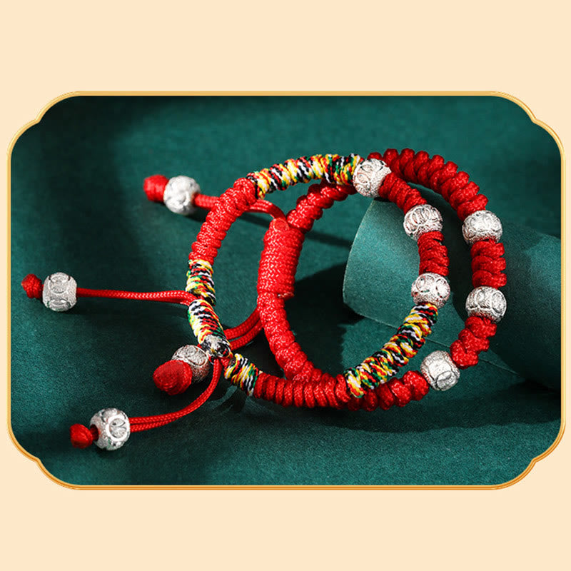 Fortune Jewel 925 Sterling Silver King Kong Knot Multicolored Red String Strength Handmade Braided Kids Child Bracelet