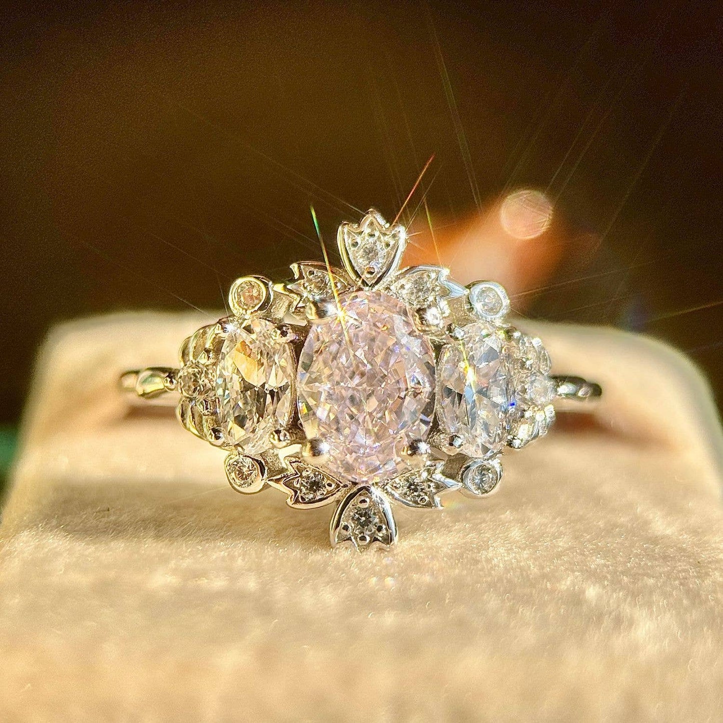 Lilyshade Morganite Ring: White Gold Vermeil  size P1/2