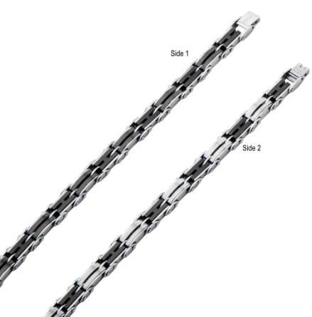 Stainless Steel & Black Plated H-Link Reversible Bracelet