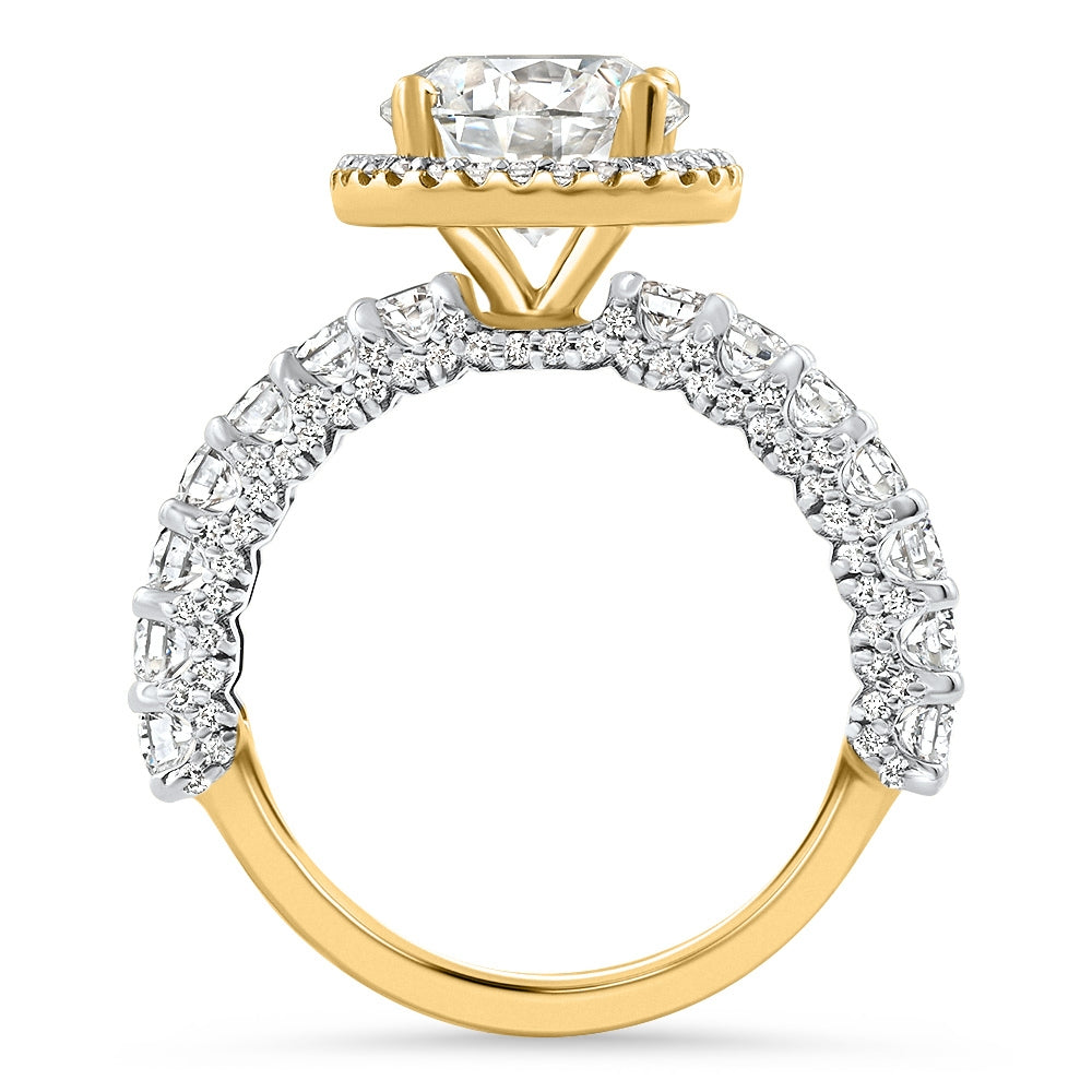 Certified 4.00Ct Diamond Engagement Ring 14k Gold Lab Grown (2 1/2Ct Center)