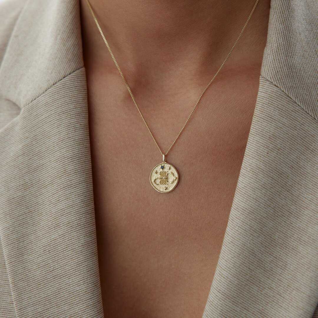 14k Gold Scorpio Zodiac Necklace