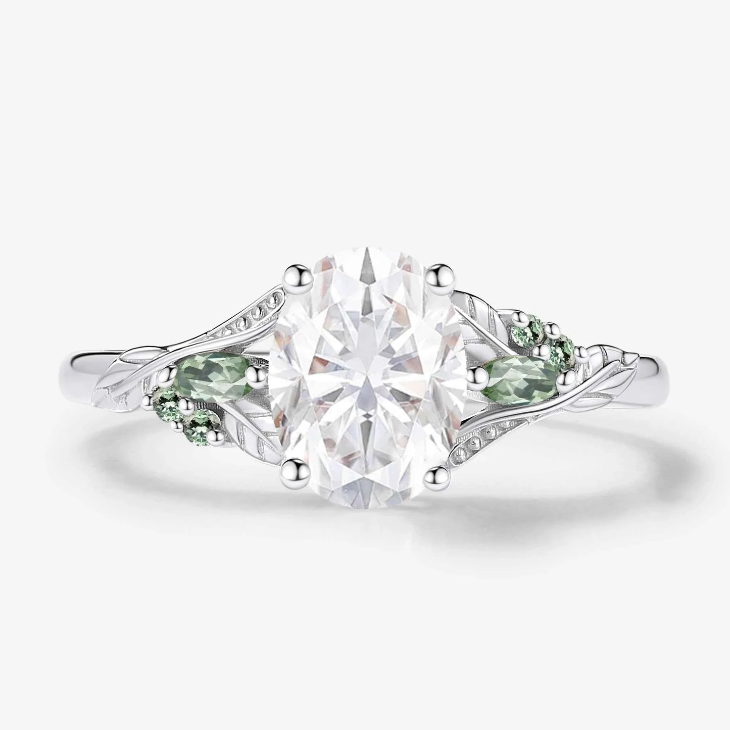 Leaf-Inspired Symmetrical Oval Moissanite Engagement Ring Lab Diamond Options for Jordan