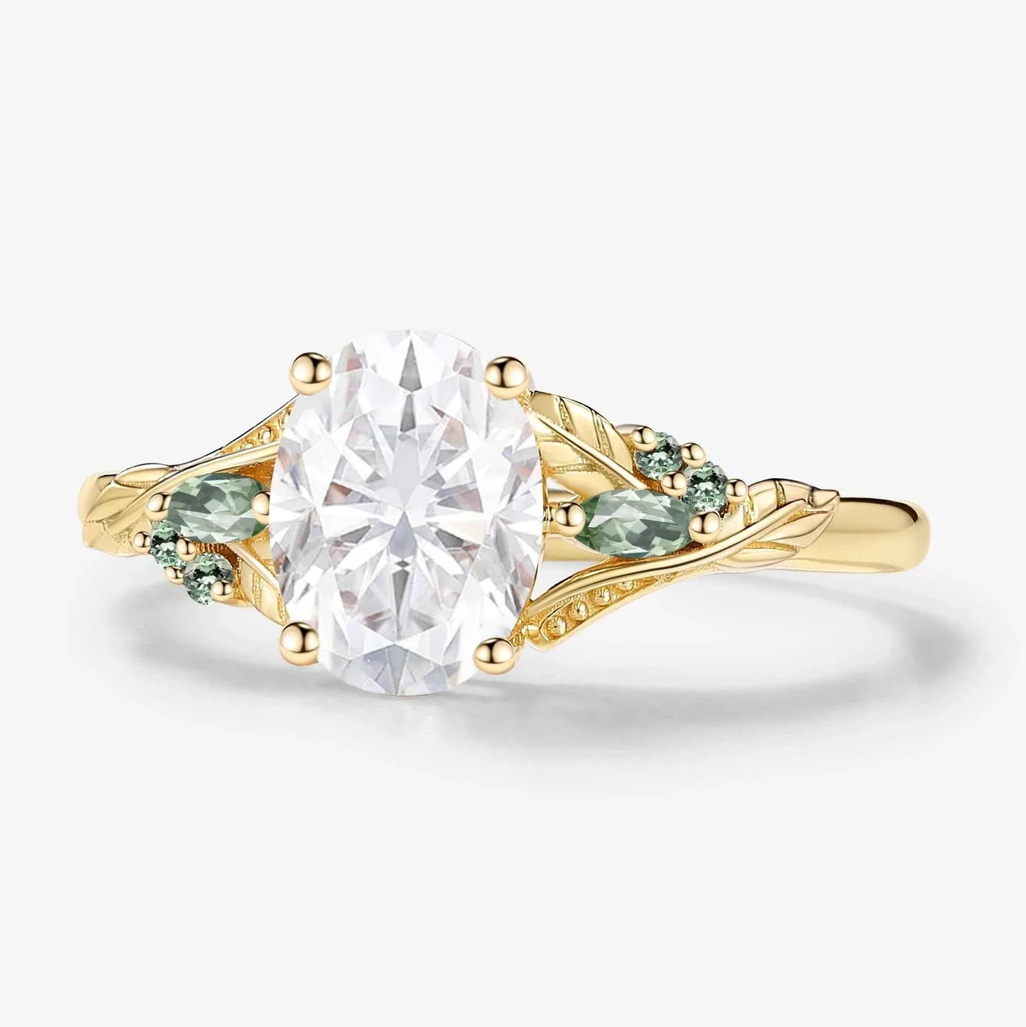 Leaf-Inspired Symmetrical Oval Moissanite Engagement Ring Lab Diamond Options for Jordan