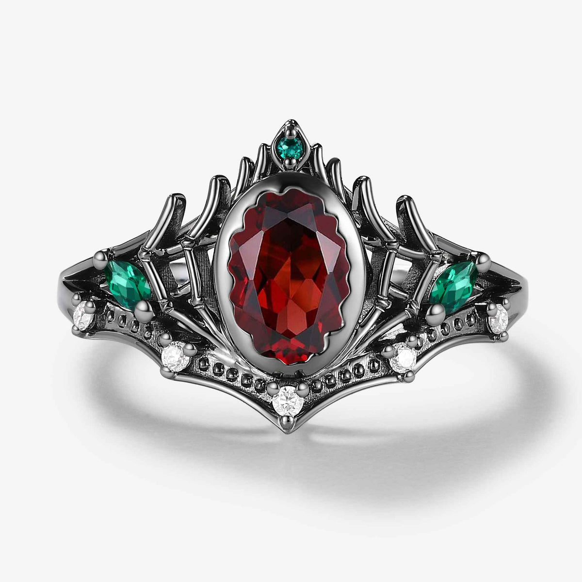 Spider Leg Inspired Oval Cut Garnet Engagement Ring