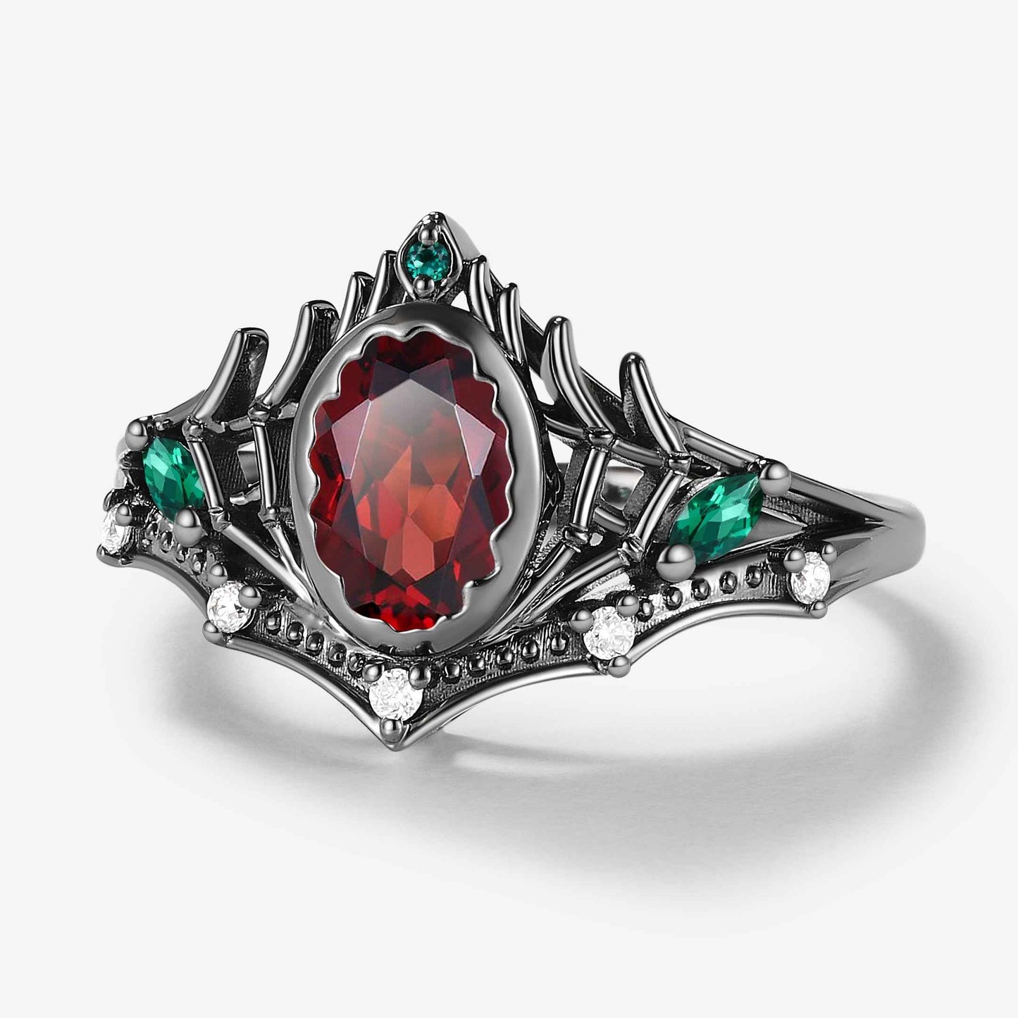 Spider Leg Inspired Oval Cut Garnet Engagement Ring