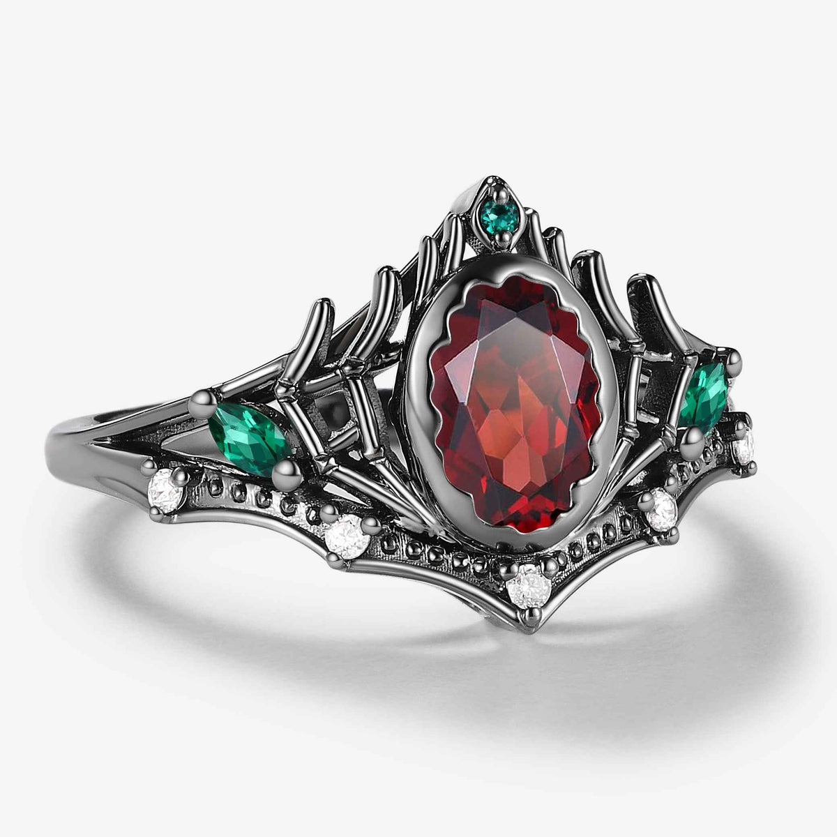 Spider Leg Inspired Oval Cut Garnet Engagement Ring