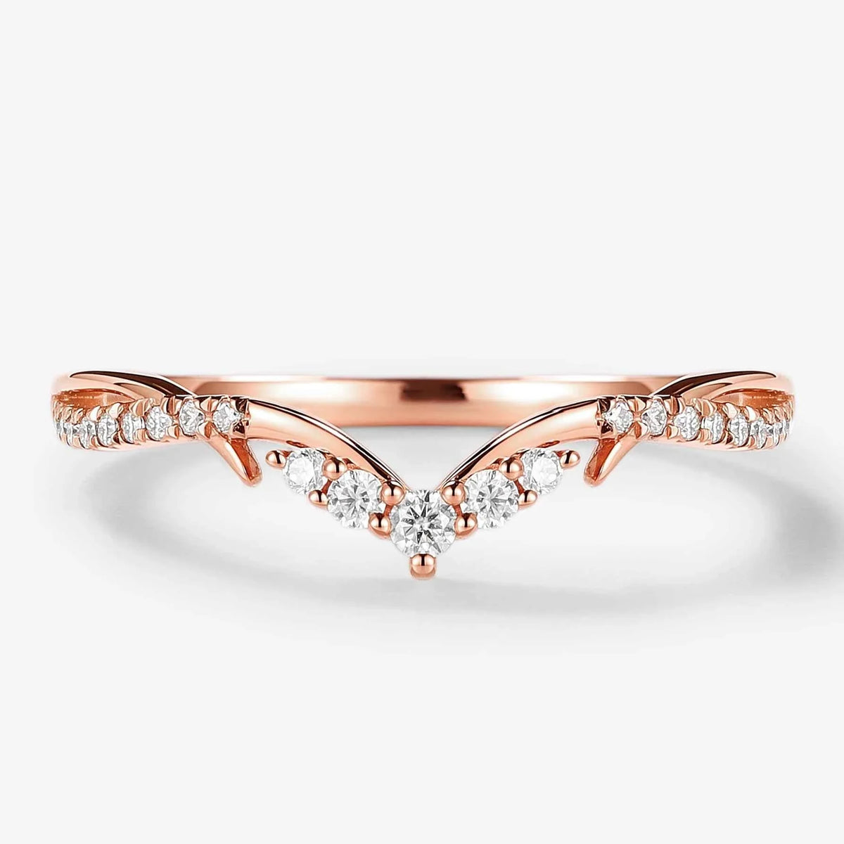 Nature-Inspired Thorn V Shaped Moissanite Wedding Band