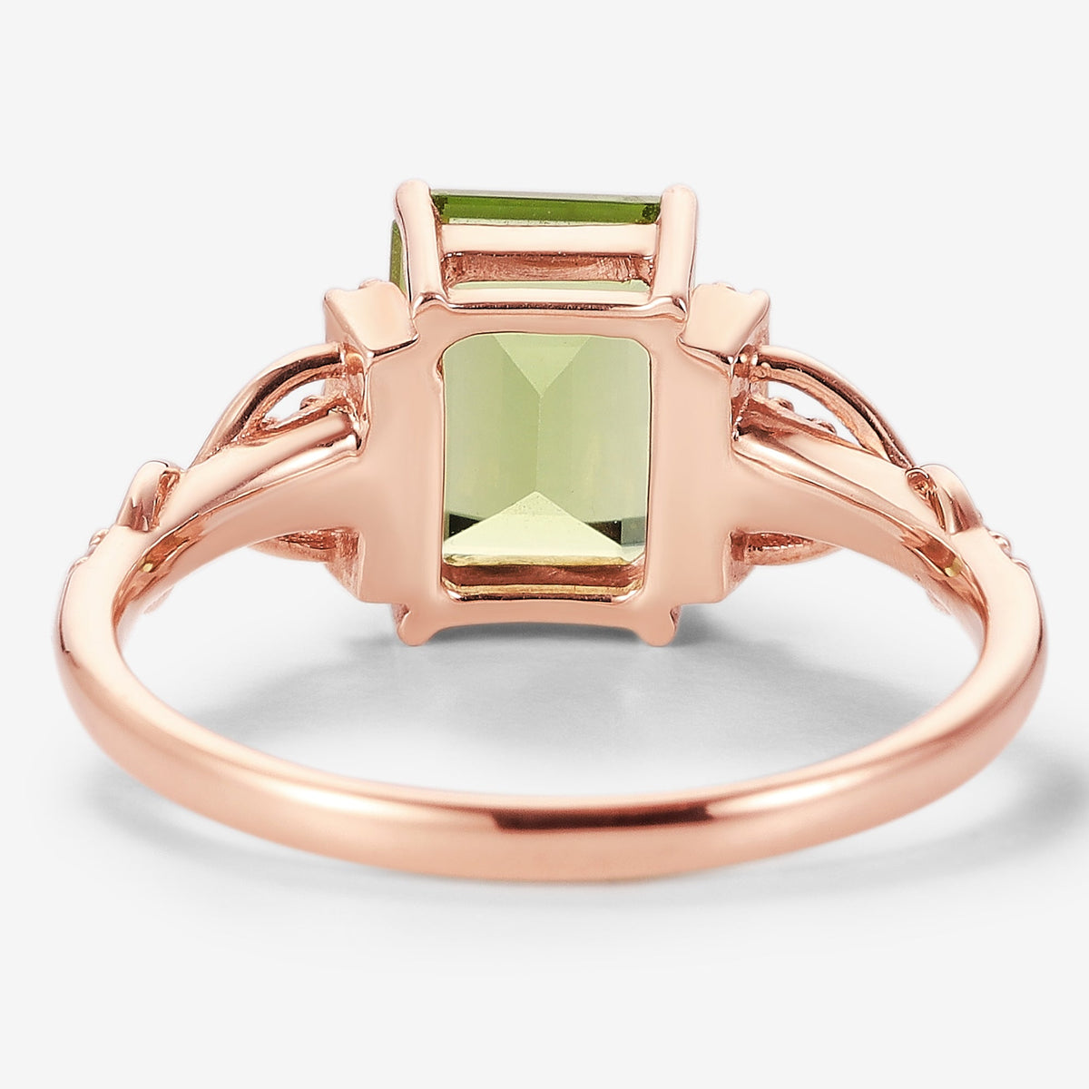 Emerald Cut Peridot Engagement Ring