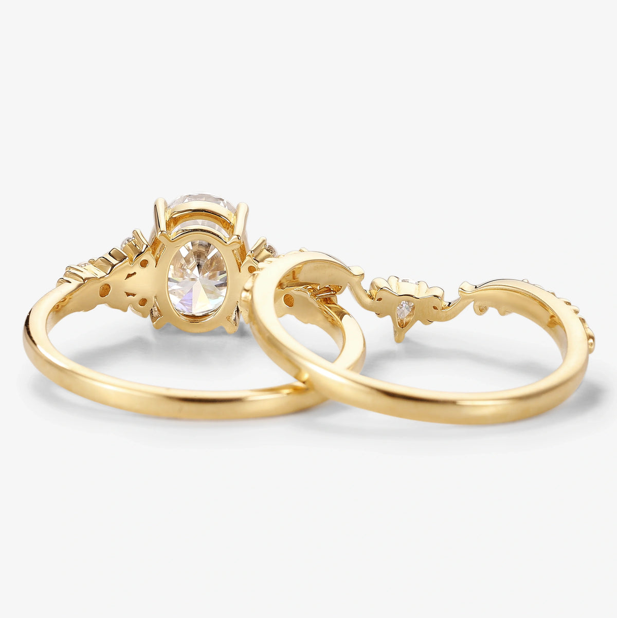 Oval Moissanite Vintage Engagement Ring Sets 2pcs
