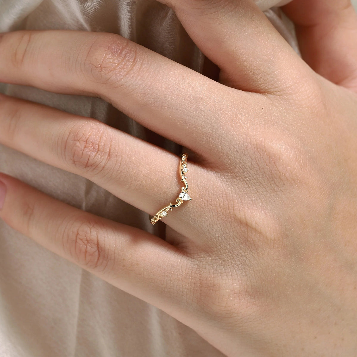 Vintage Milgrain Moissanite Stackable Wedding Band