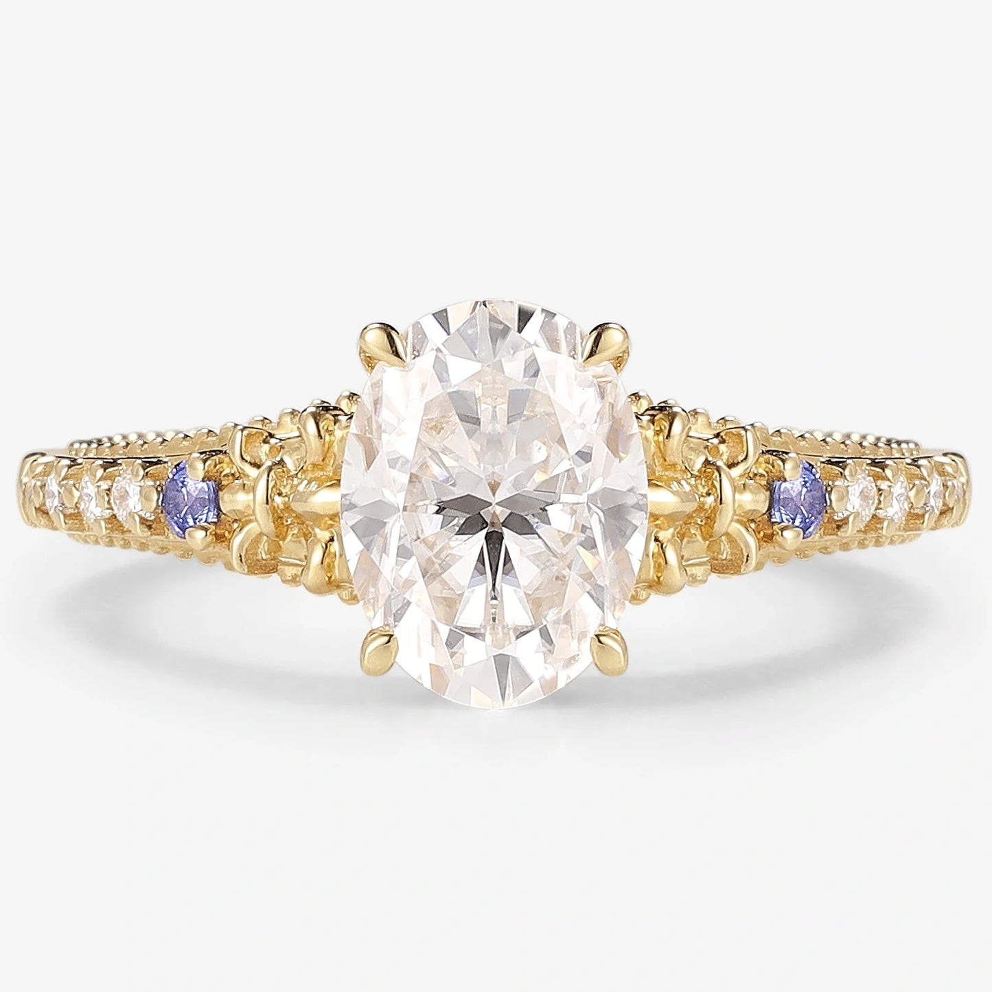Vintage Victorian Oval Cut Moissanite Engagement Ring
