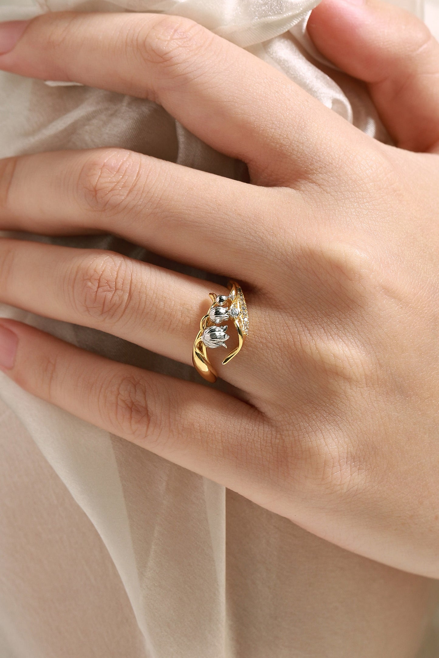 Lily Of The Valley Engagement Ring With Moissanite