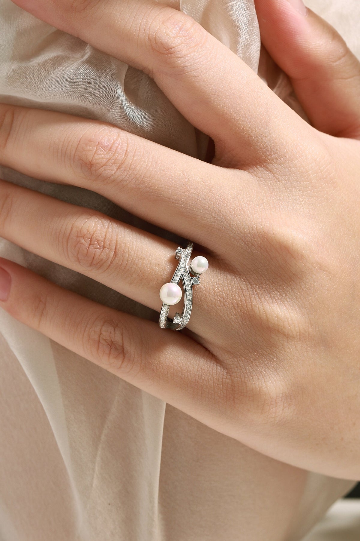 Gemini Zodiac Pearl Engagement Ring