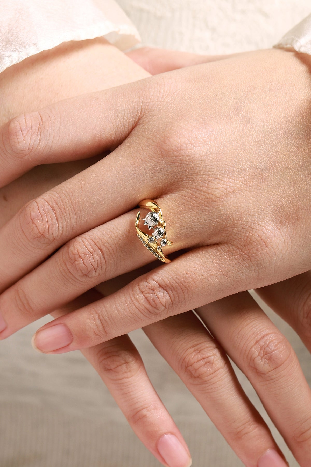 Lily Of The Valley Engagement Ring With Moissanite