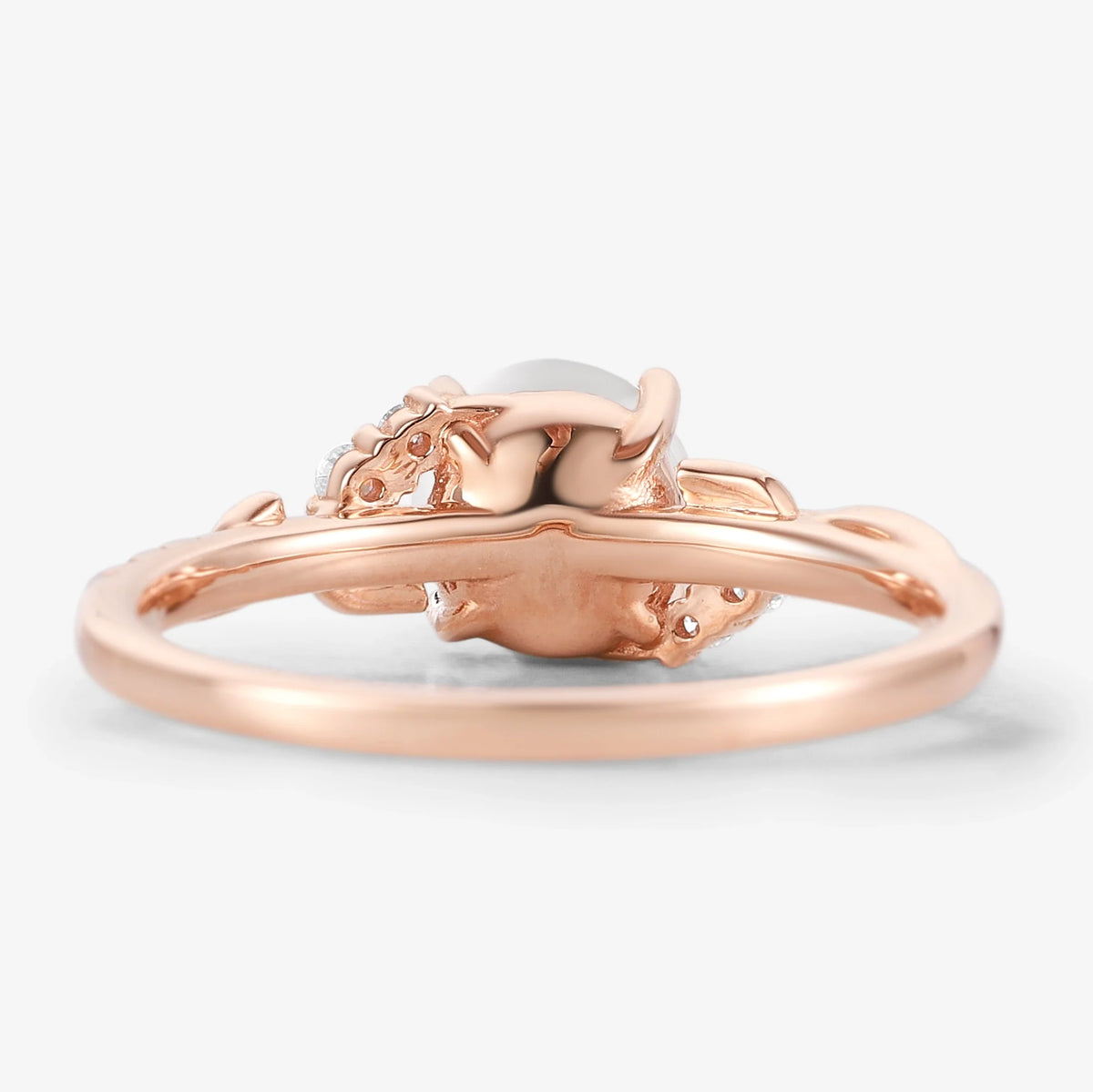 Nature-inspired Leaf Akoya Pearl Engagement Ring