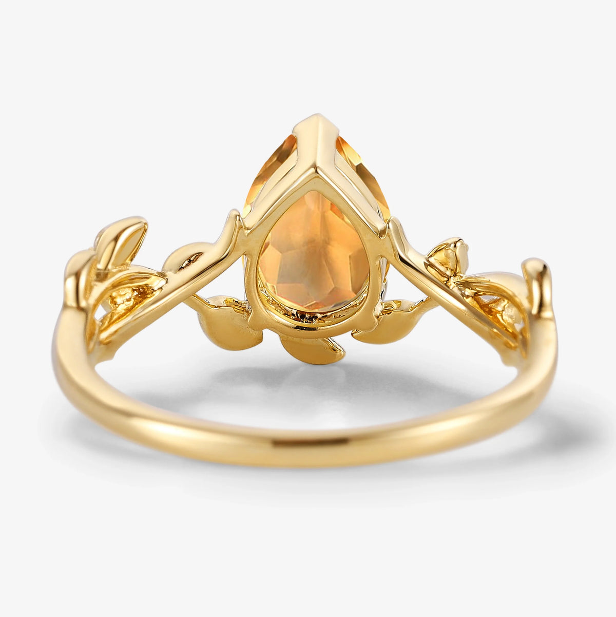Nature-inspired Leaf Pear Cut Citrine Engagement Ring