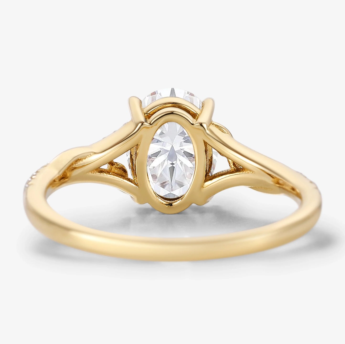 Nature-Inspired Leaf Half Pavé Oval Cut Moissanite Engagement Ring