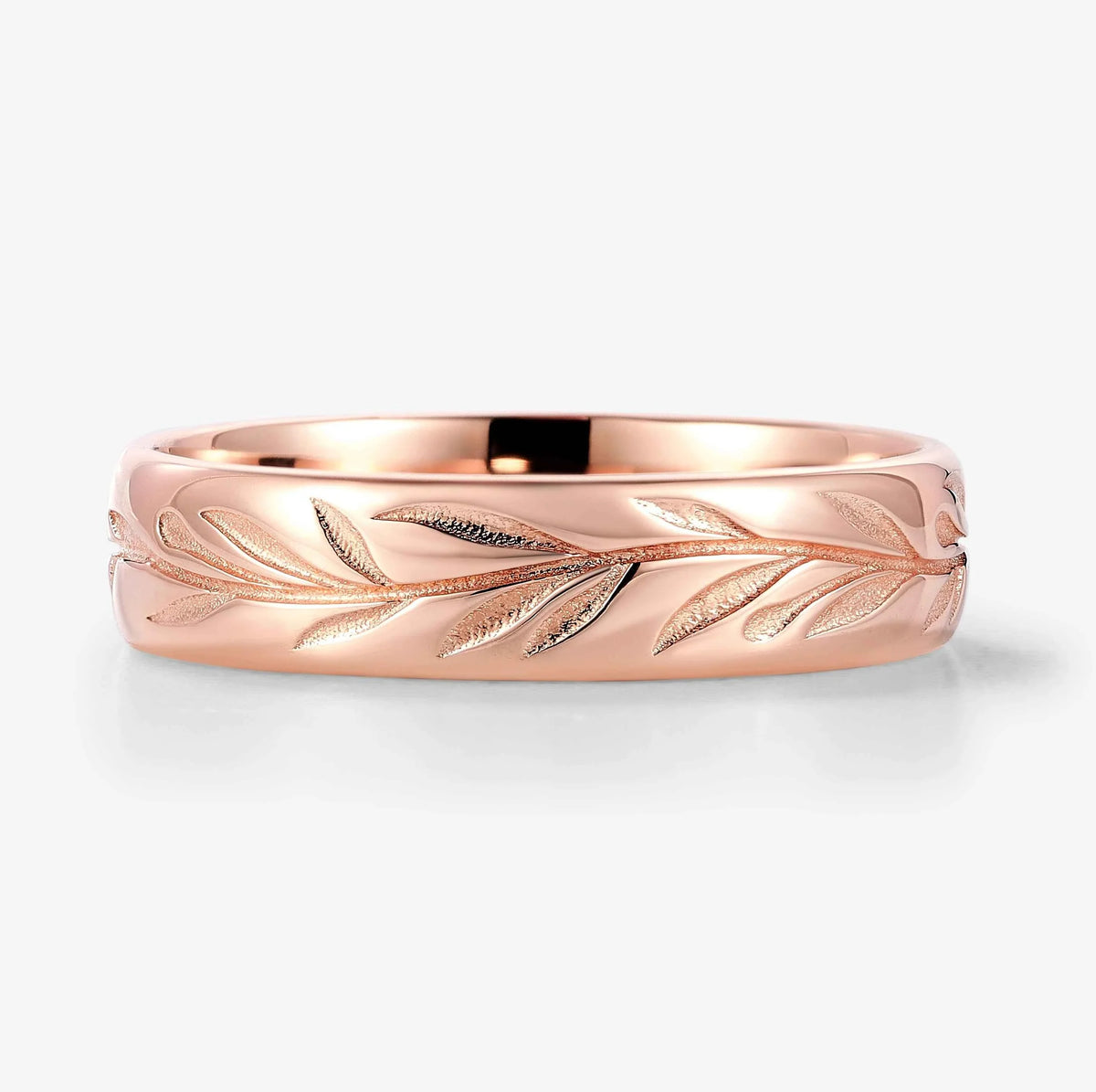Elongated Leaf-Inspired Men’s Wedding Band