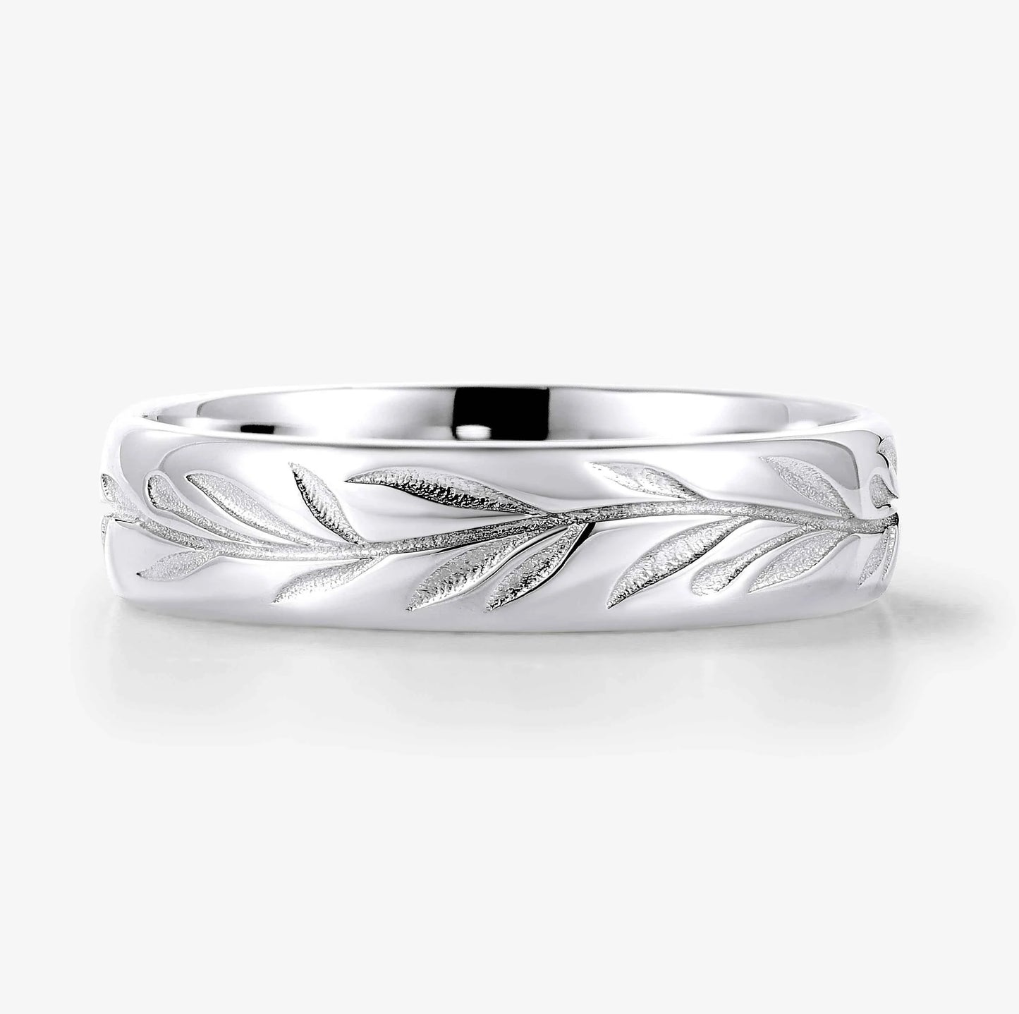Elongated Leaf-Inspired Men’s Wedding Band