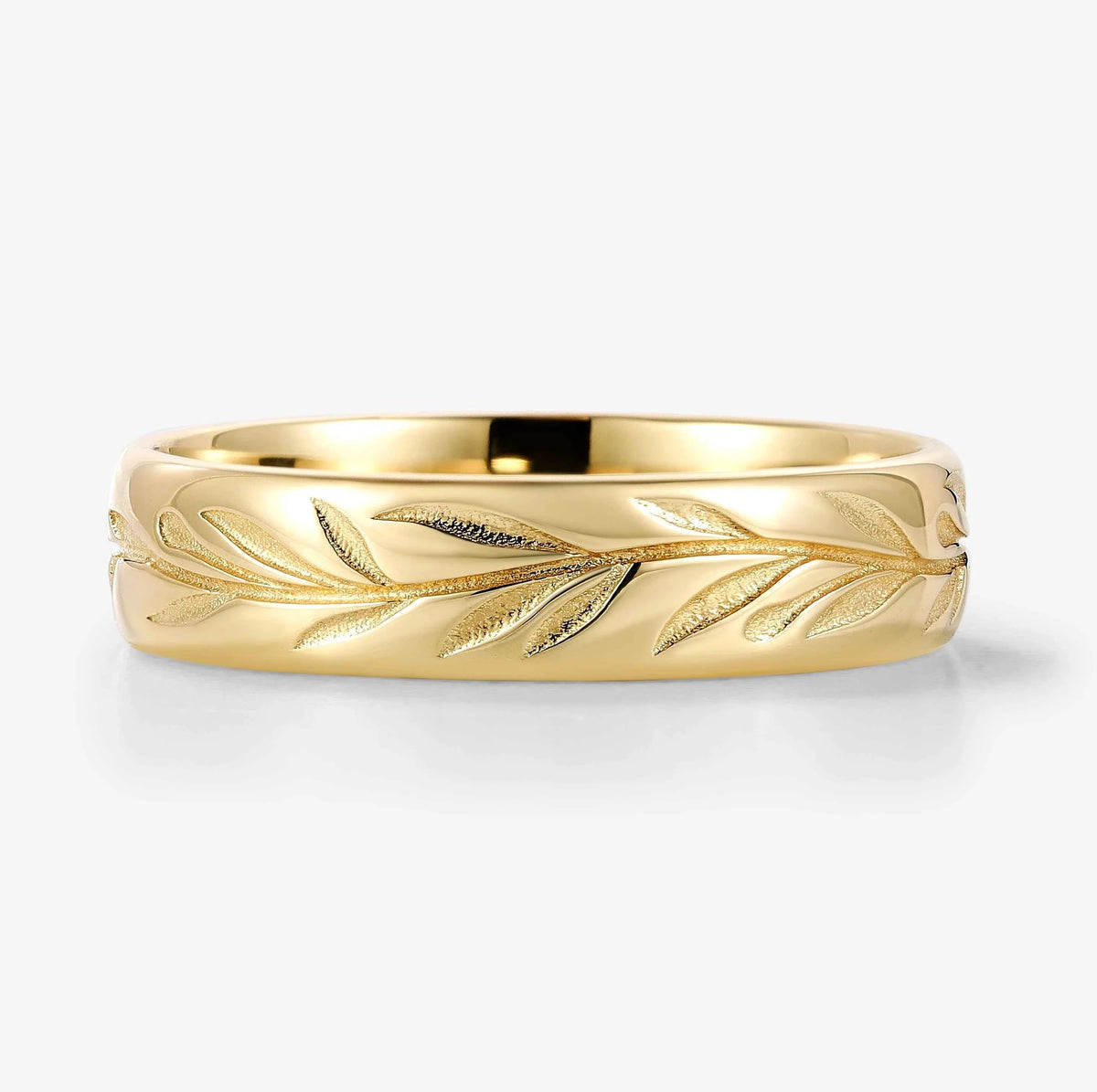 Elongated Leaf-Inspired Men’s Wedding Band