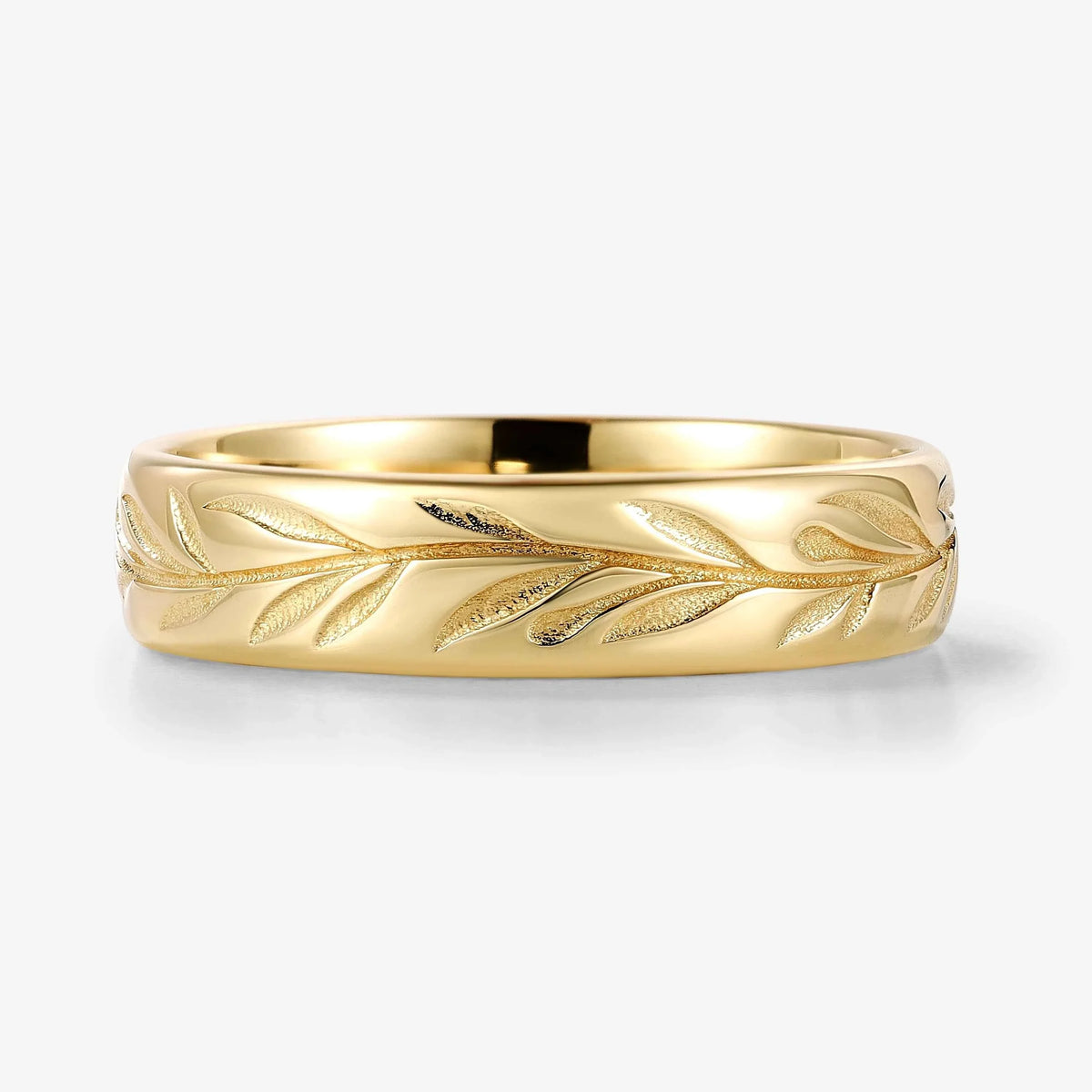 Elongated Leaf-Inspired Men’s Wedding Band