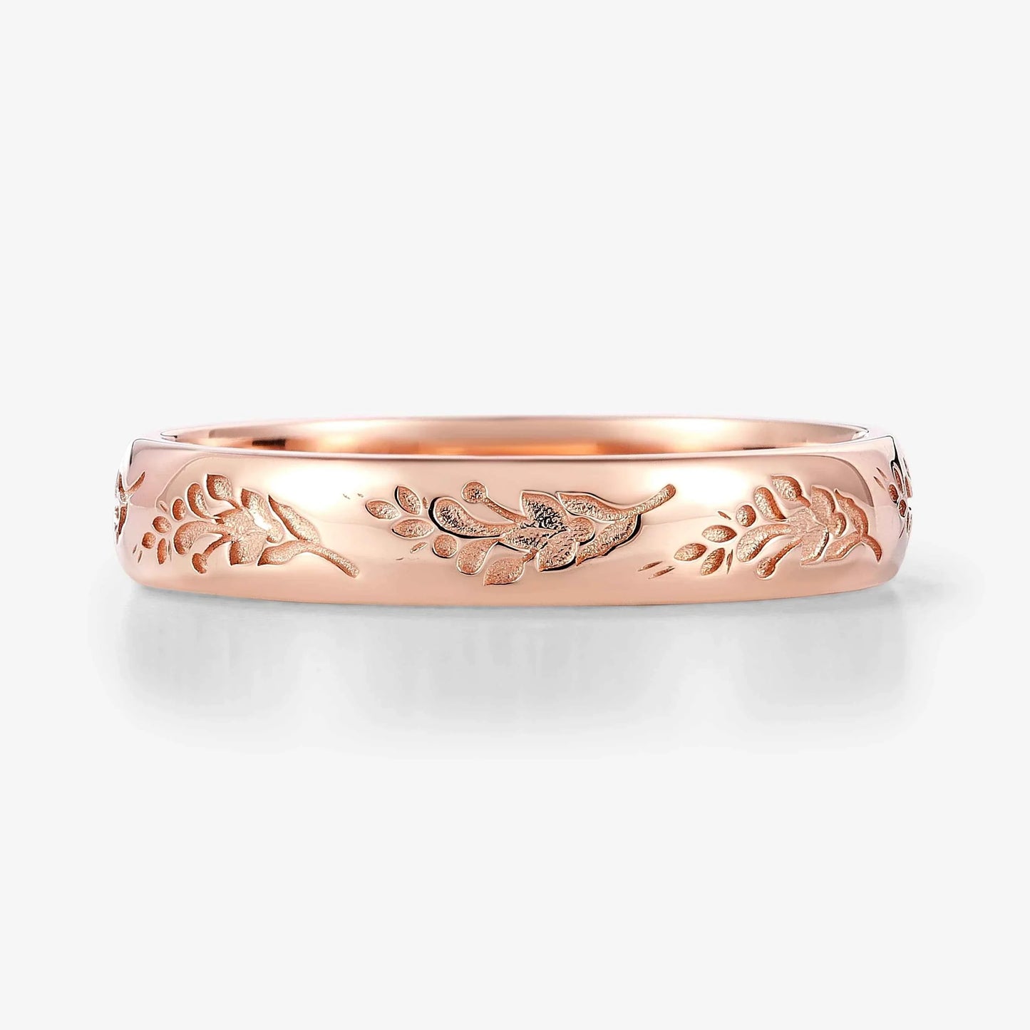 Nature-Inspired Lavender Engraved Men's Wedding Band
