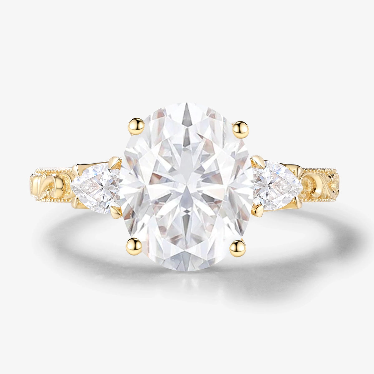 Vintage Milgrain Oval Cut Moissanite Engagement Ring