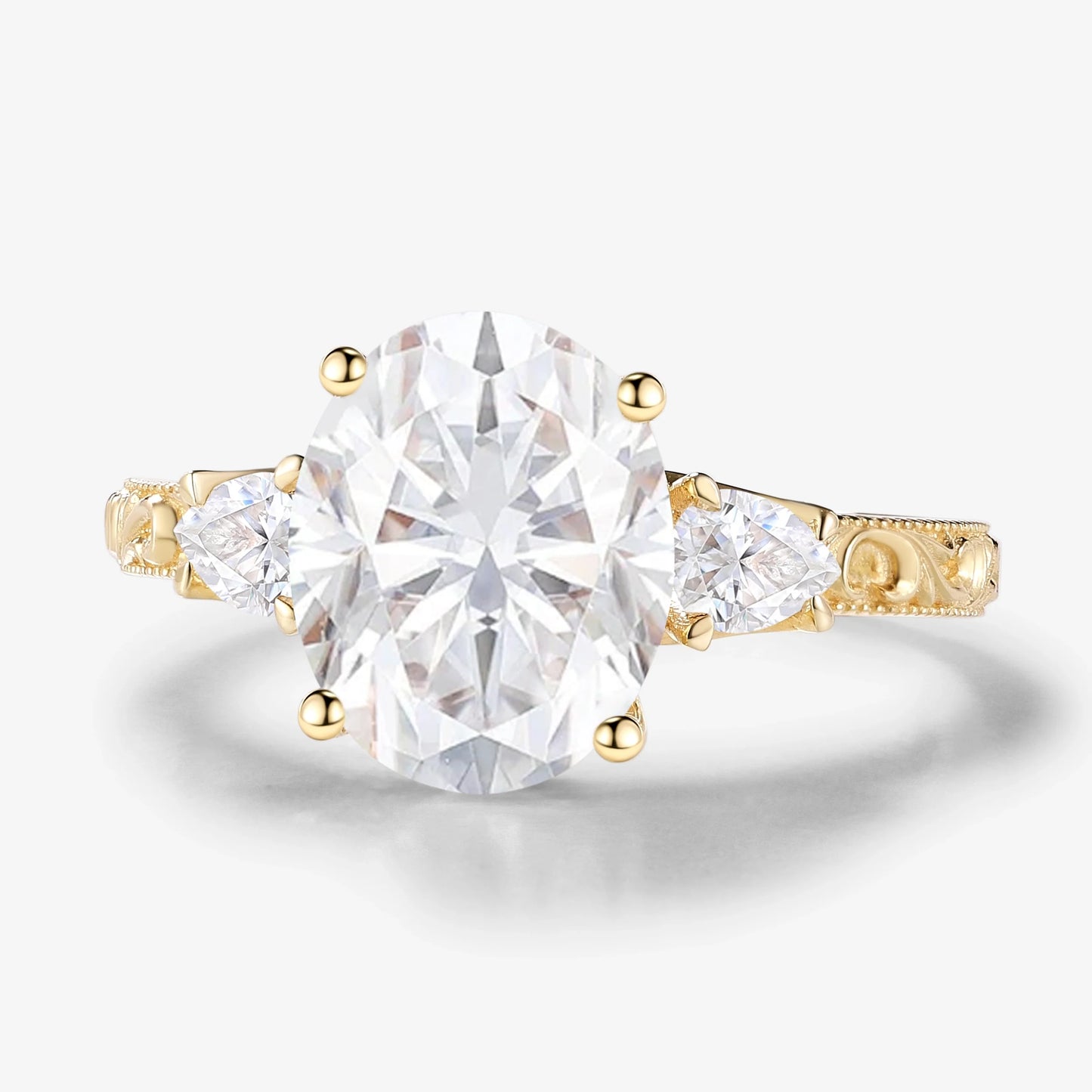 Vintage Milgrain Oval Cut Moissanite Engagement Ring