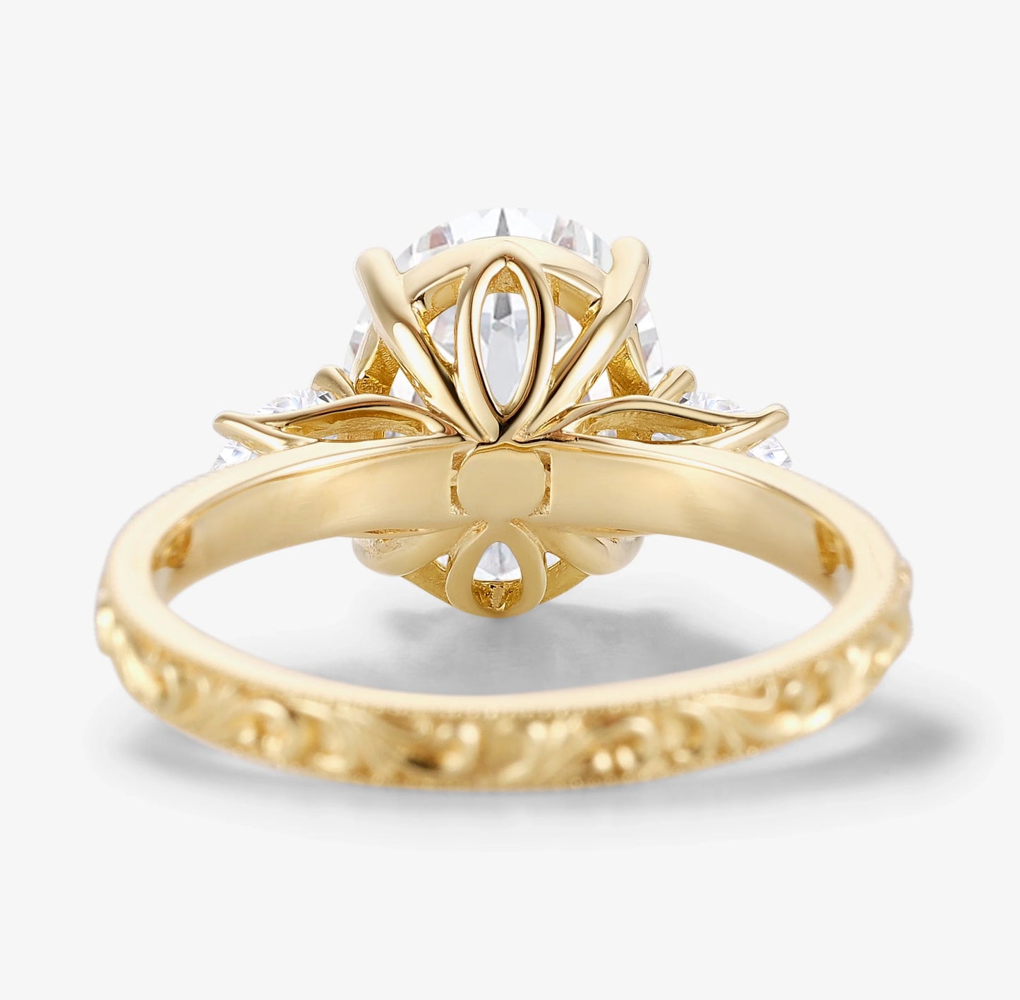 Vintage Milgrain Oval Cut Moissanite Engagement Ring